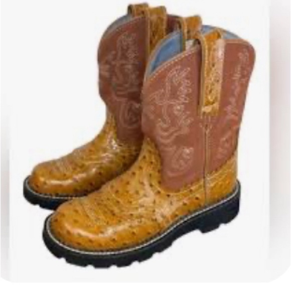 Ariat Shoes - WOMENS ARIAT  COWBOY OSTRICH PRINT LEATHER BROWN BOOTS SIZE 6.5